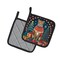 Edge Collections - 7.5" X 7.5" - Multicolor - Festive Cheetah Pot Holder for Kitchen Use - 1 Pair